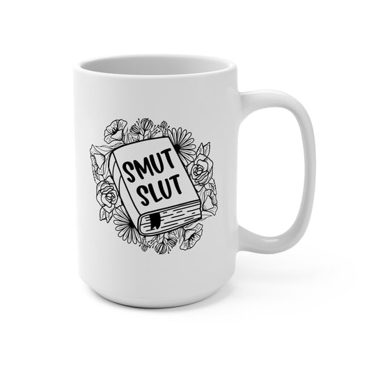 Smut Slut floral, coofee mug for the book lover, funny adult humor , holiday gift, birthday gift Mug 15oz