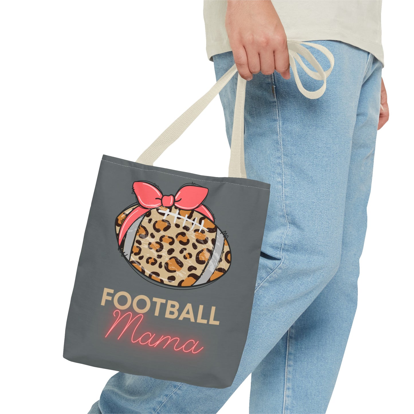 Football Mama Cheetah print Tote Bag (AOP)Pink bow Mother's Day gift