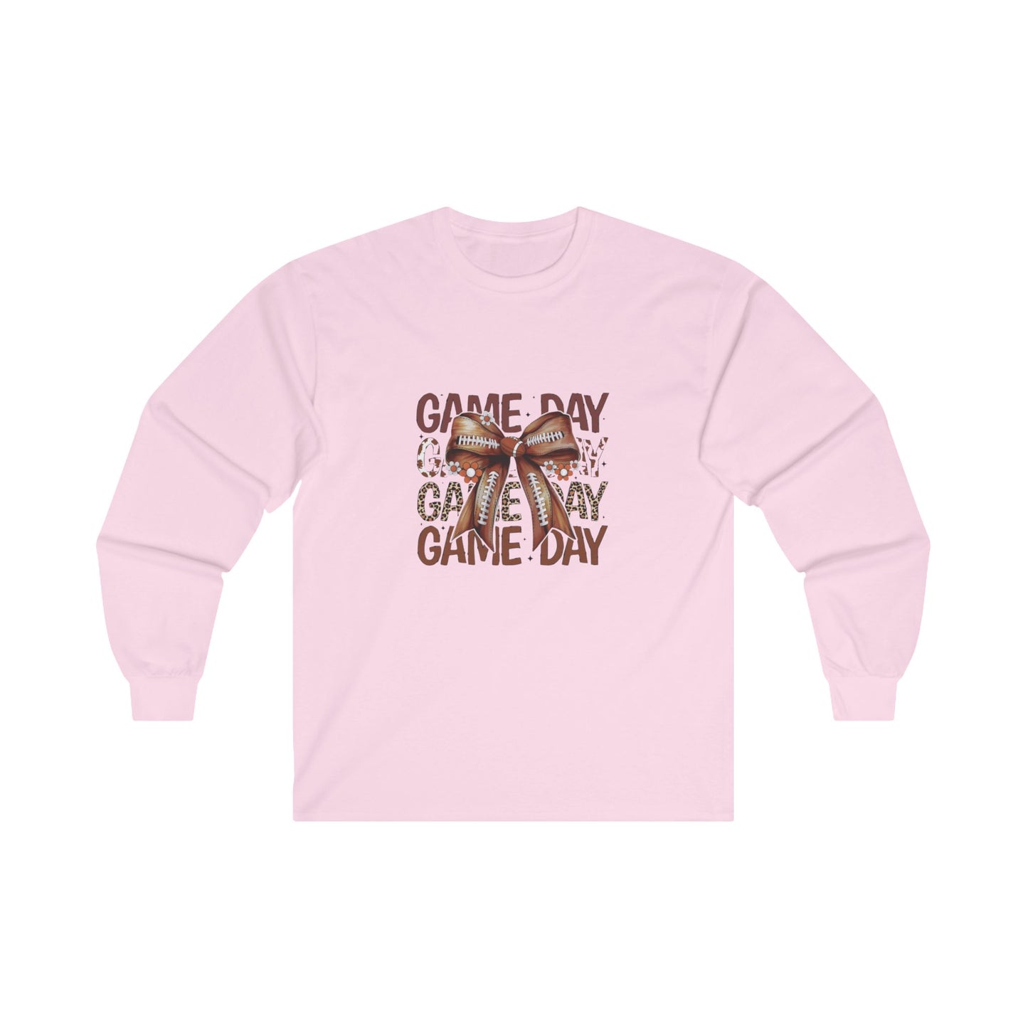 game day football bow leopard mama gift for her Unisex Ultra Cotton Long Sleeve Tee