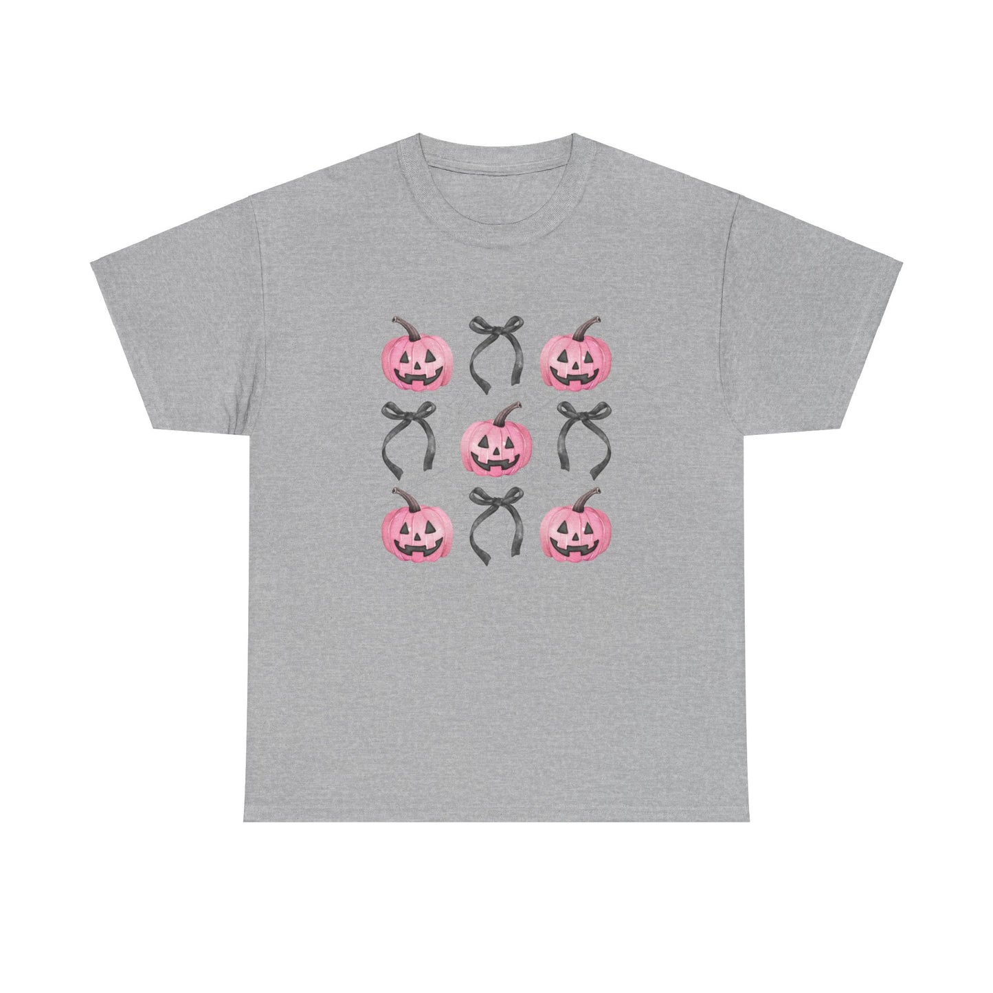 Pink Pumpkin Black bow Coquette halloween Unisex Heavy Cotton Tee