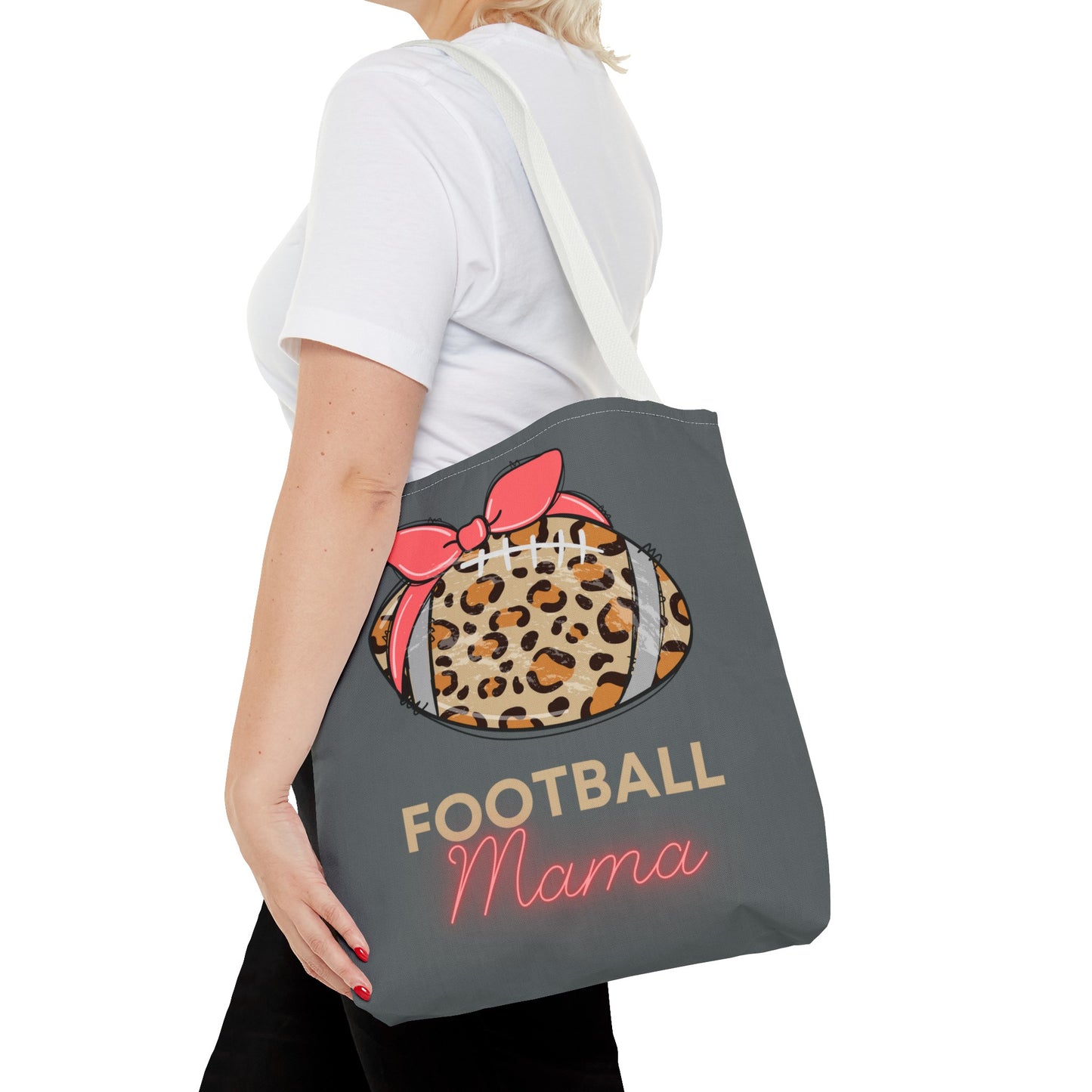 Football Mama Cheetah print Tote Bag (AOP)Pink bow Mother's Day gift