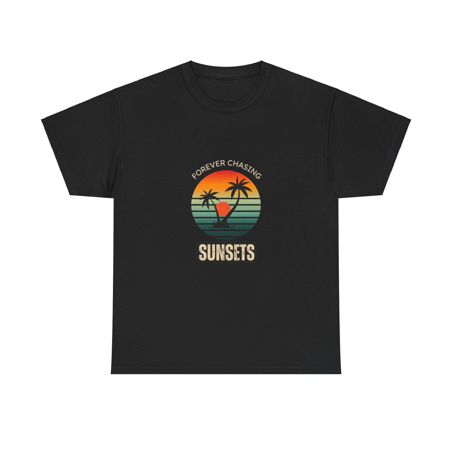 Forever chasing sunsets palm tree Unisex Heavy Cotton Tee