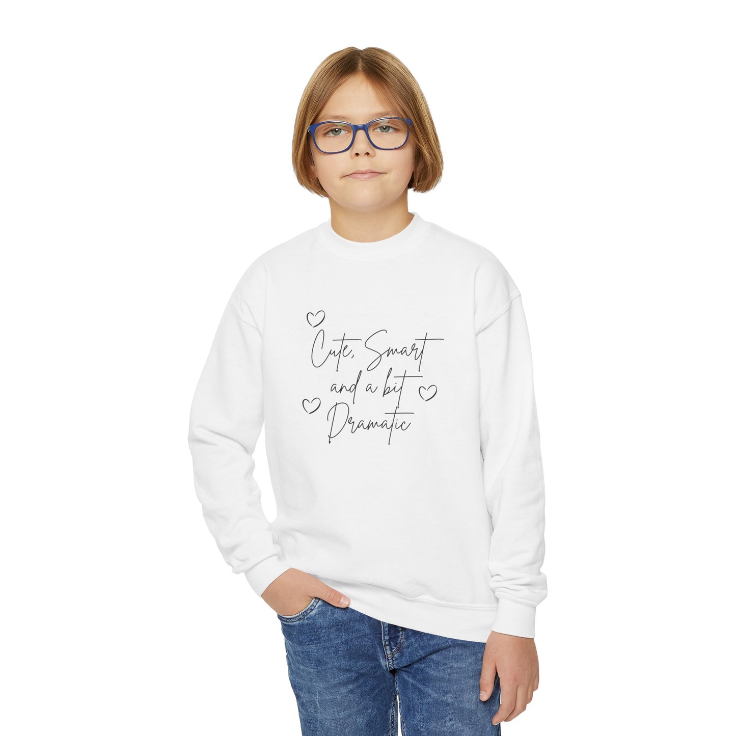 Cute smart and a bit dramatic kids Youth Crewneck Sweatshirt