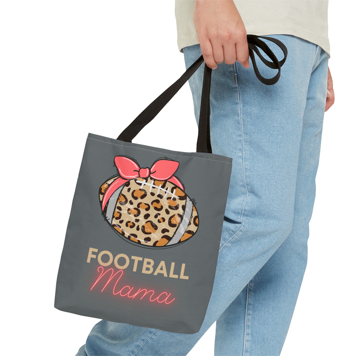 Football Mama Cheetah print Tote Bag (AOP)Pink bow Mother's Day gift