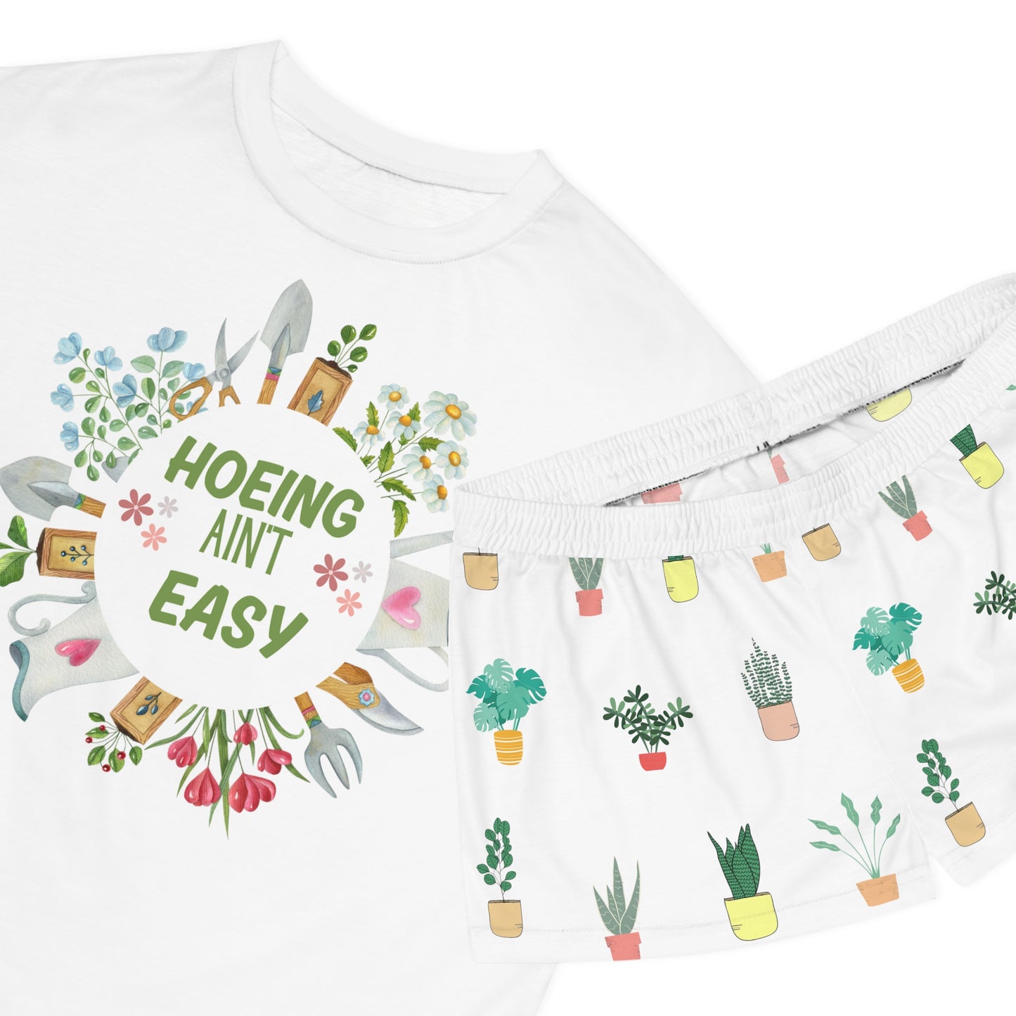 Hoeing ain't easy plant lovers Women's Short Pajama Set