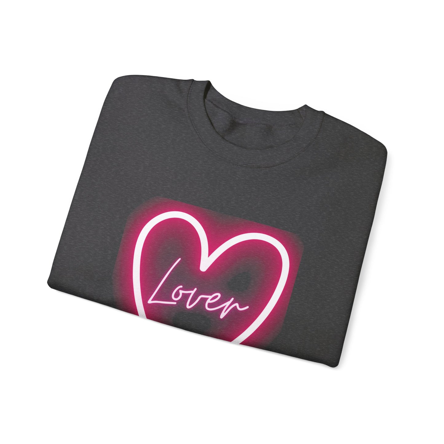 Neon Pink Lover Heart Unisex Heavy Blend™ Crewneck Sweatshirt