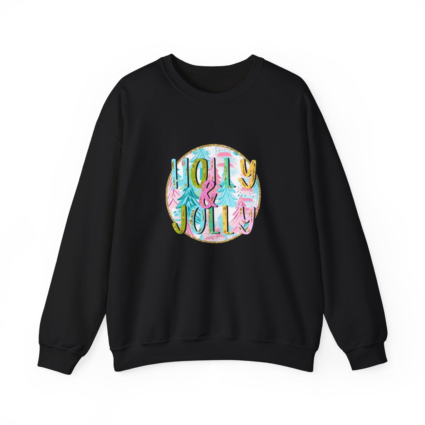 Pastel Holly Jolly Watercolor Christmas Holiday Unisex Heavy Blend™ Crewneck Sweatshirt