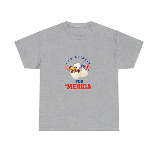 Day drink for Merica Eagle 4th of july funny patriotic usa Unisex Heavy Cotton Tee