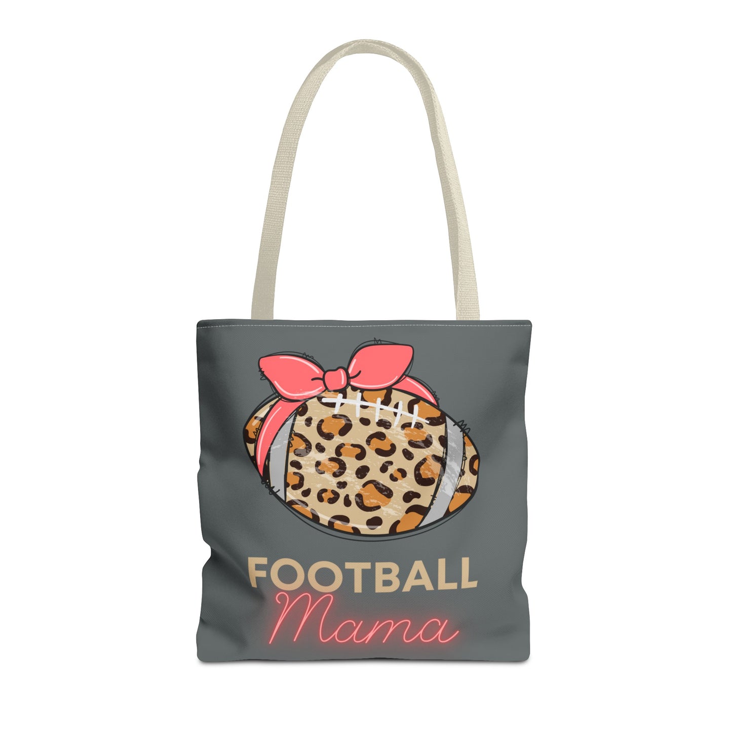 Football Mama Cheetah print Tote Bag (AOP)Pink bow Mother's Day gift