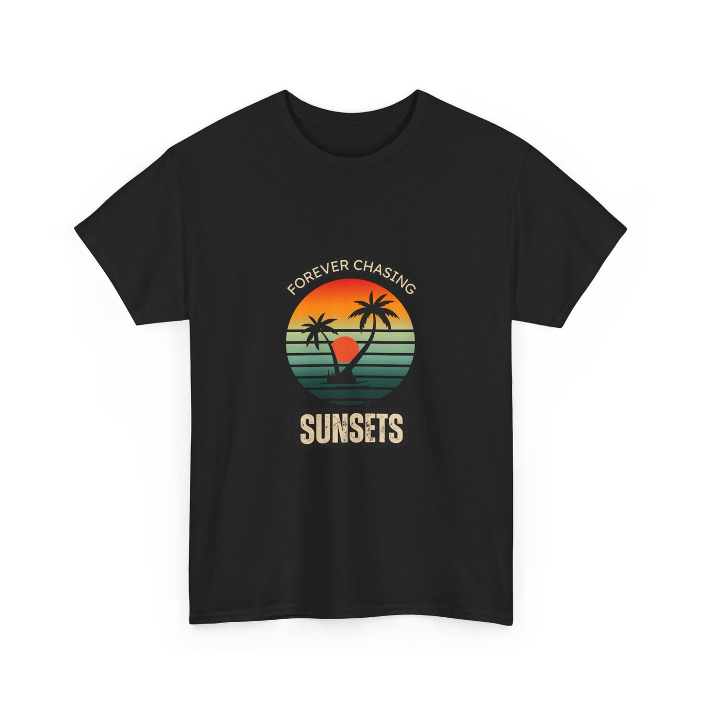 Forever chasing sunsets palm tree Unisex Heavy Cotton Tee