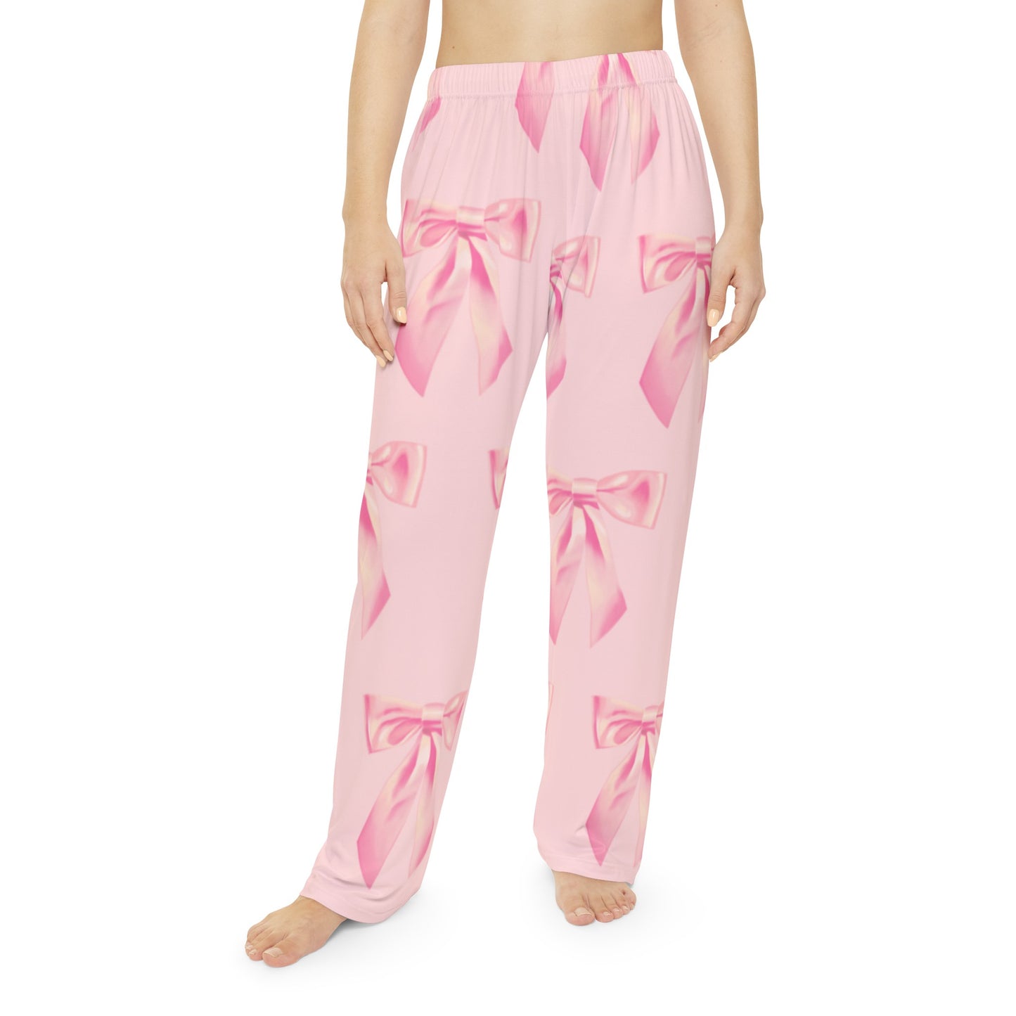 Pink bow couquette Women's Pajama Pants (AOP)