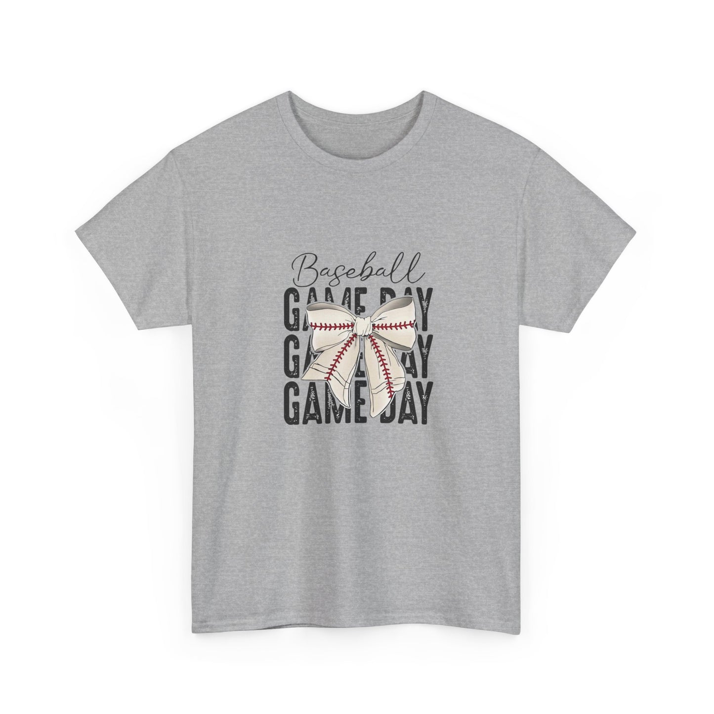 Baseball Game Day with bow, Baseball Mama , gift for her, sports girls, baseball girl Unisex Heavy Cotton Tee