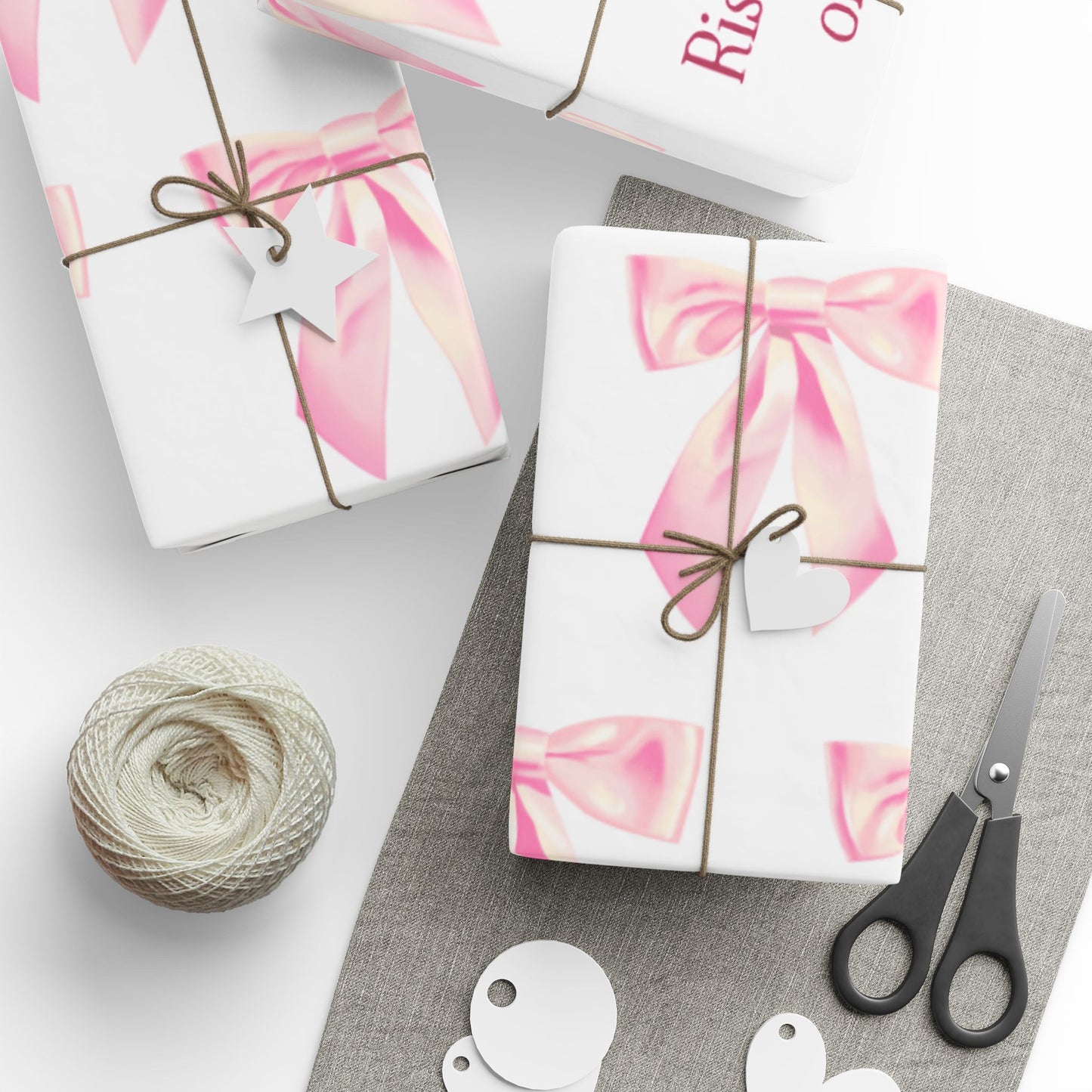 Pink Bow Coquette Girly Gift Wrapping Papers Holiday