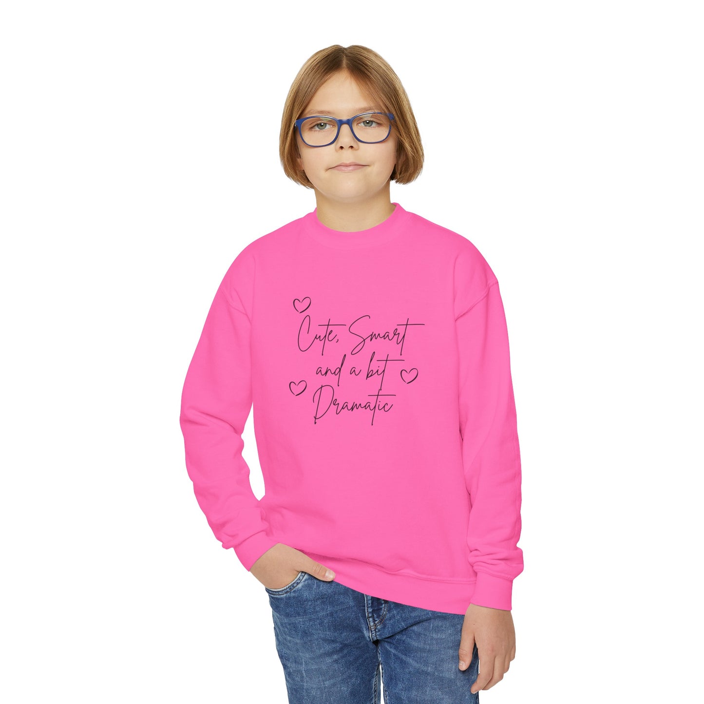 Cute smart and a bit dramatic kids Youth Crewneck Sweatshirt