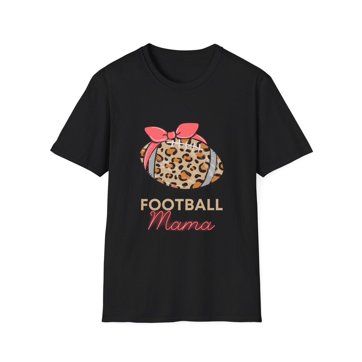 Cheetah Print Football Mama Unisex Softstyle T-Shirt