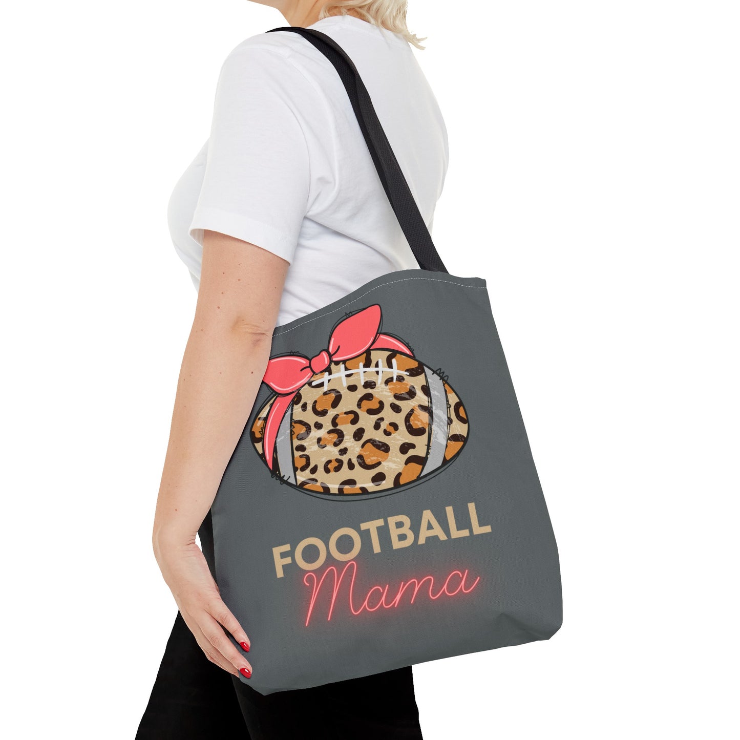 Football Mama Cheetah print Tote Bag (AOP)Pink bow Mother's Day gift