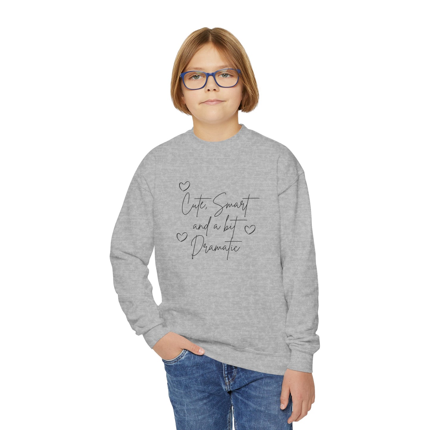 Cute smart and a bit dramatic kids Youth Crewneck Sweatshirt