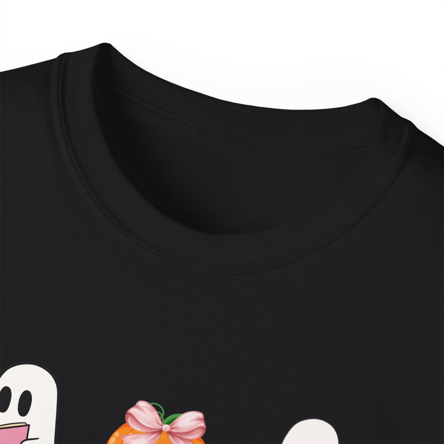 Cute Girly Halloween coquette ghost pumpkin pink bows Unisex Ultra Cotton Tee Shirt