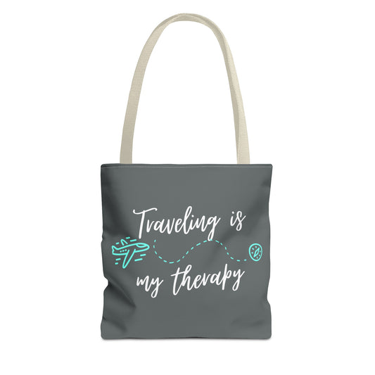 Traveling is my therapy Tote Bag (AOP)