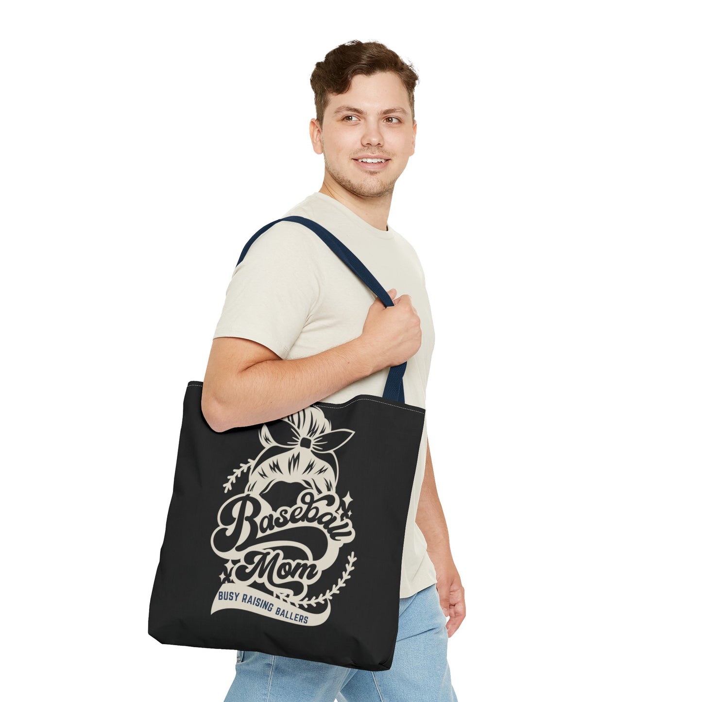 Baseball Mom Busy Raising ballers fun Tote Bag (AOP)