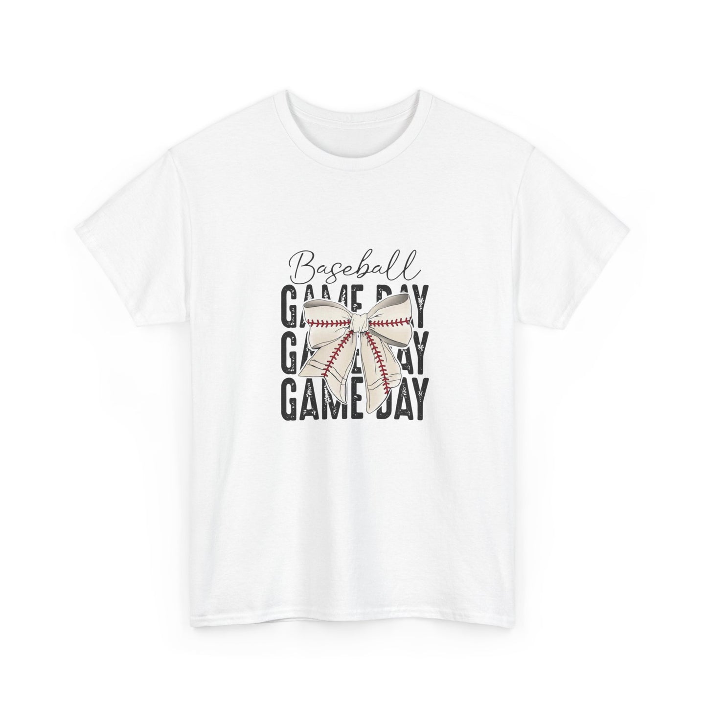 Baseball Game Day with bow, Baseball Mama , gift for her, sports girls, baseball girl Unisex Heavy Cotton Tee