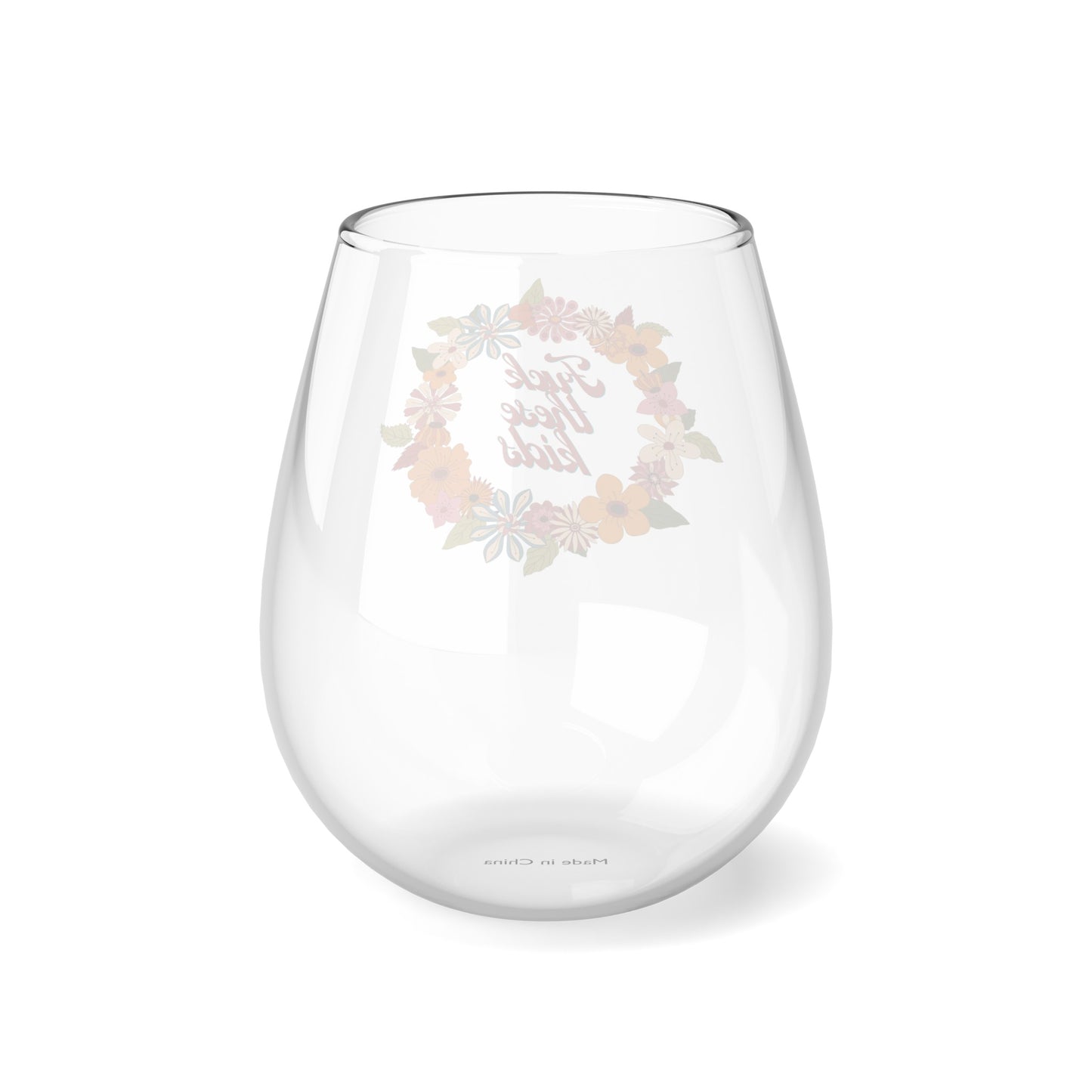 Fuck these kids Flower Wreath retro funny Stemless Wine Glass, 11.75oz Mom gift Mother's Day Valentine's Day