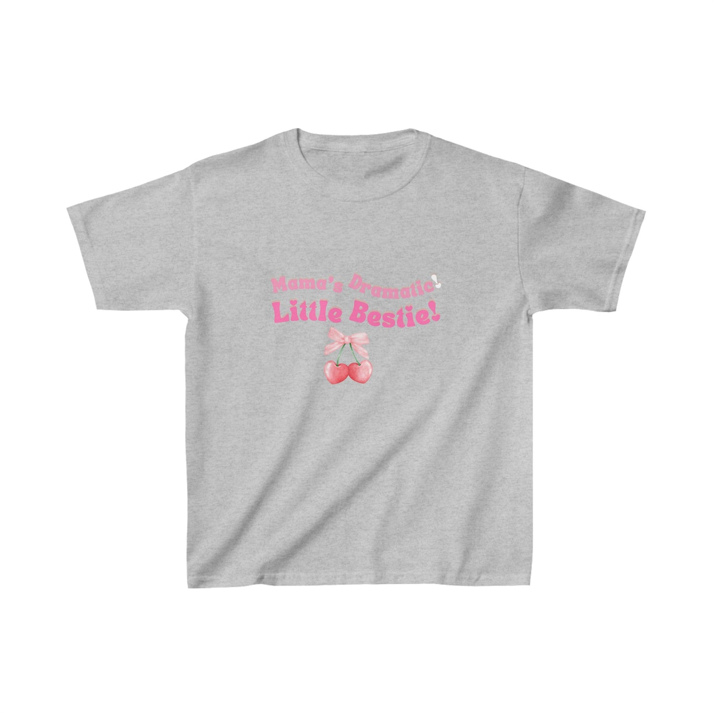 Mama's dramatic little bestie coquette cherry pink bow Kids Heavy Cotton™ Tee