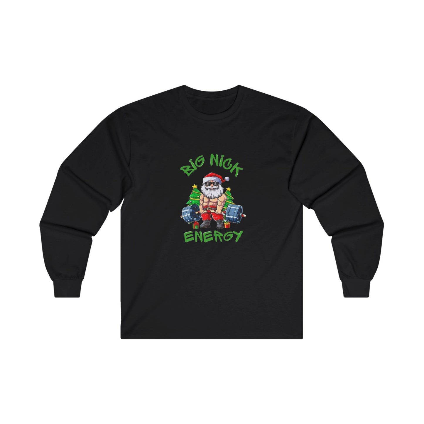 Big Nick Energy Christmas Shirt, workout Santa, funny Christmas party shirt , Gift for him, Christmas shirt for him Unisex Ultra Cotton Long Sleeve Tee