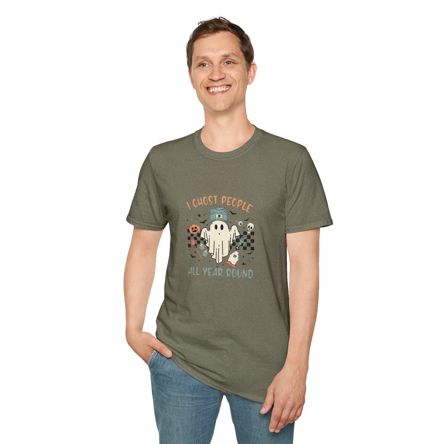 i ghost people year round beanie boo ghost Unisex Softstyle T-Shirt