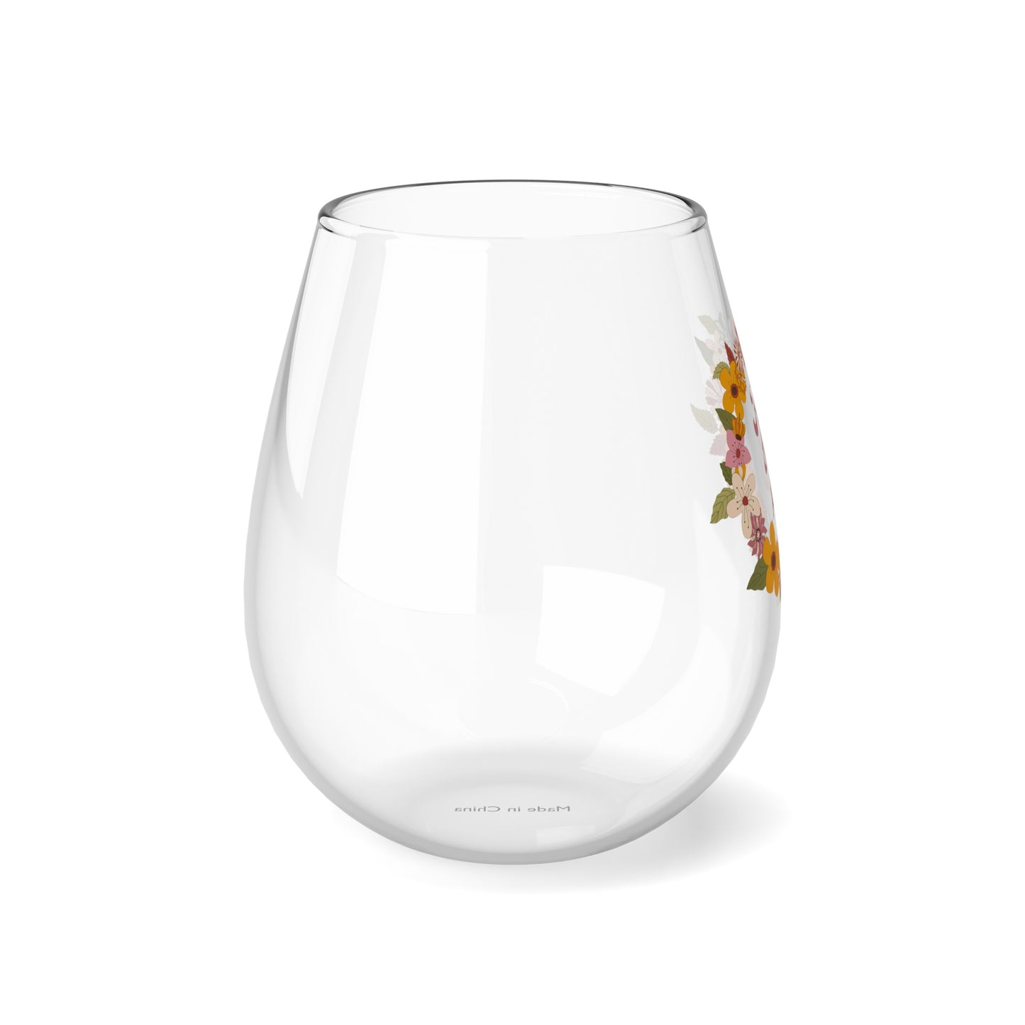 Fuck these kids Flower Wreath retro funny Stemless Wine Glass, 11.75oz Mom gift Mother's Day Valentine's Day