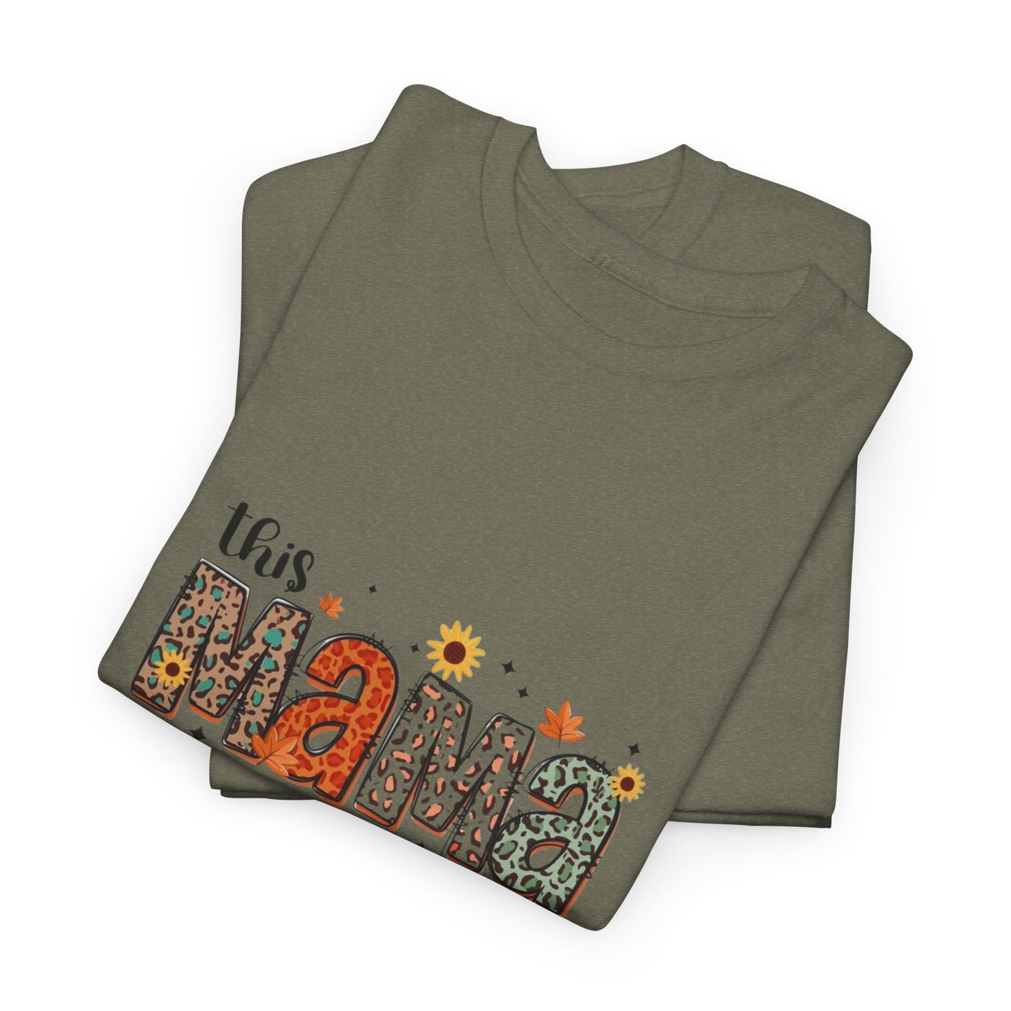 This mama loves pumpkins , momlife, Mama apparel fall flowers Unisex Heavy Cotton Tee