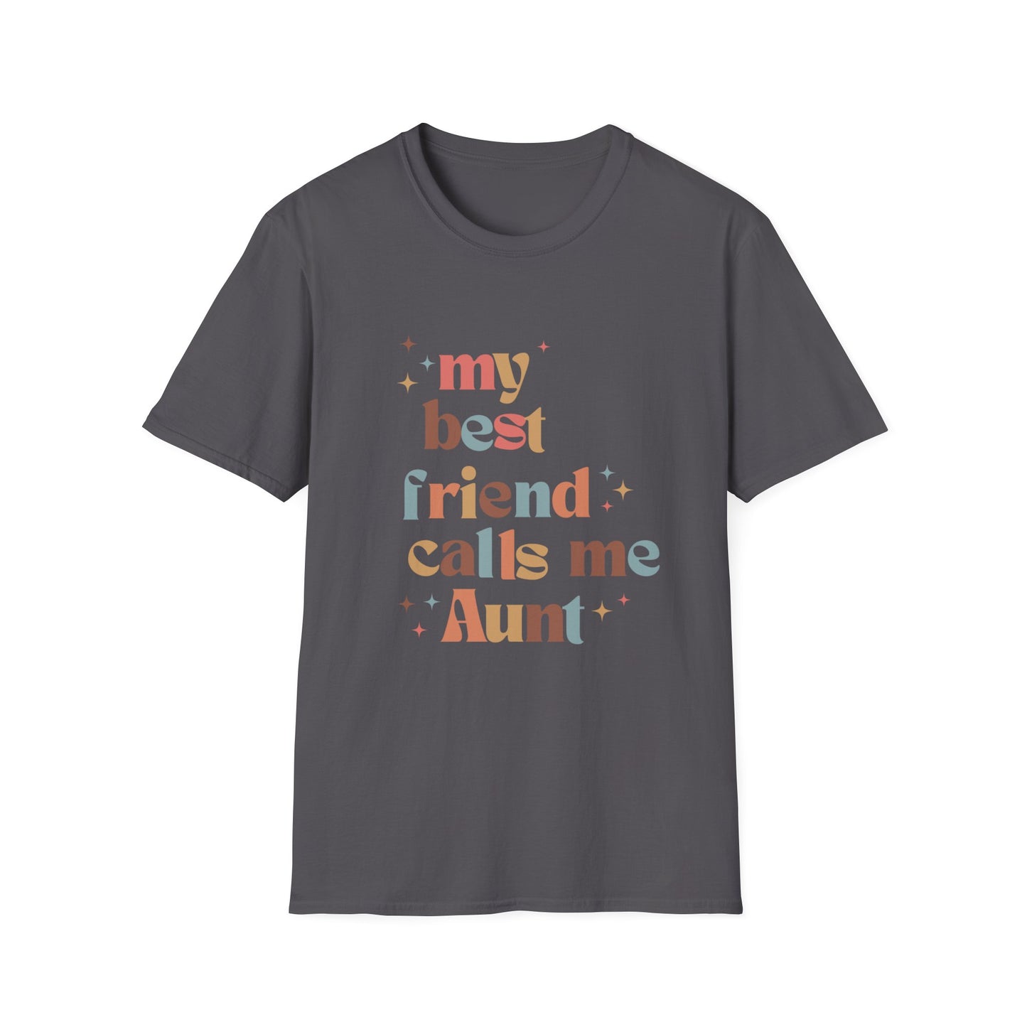 My best friend calls me Aunt retro colorful Unisex Softstyle T-Shirt