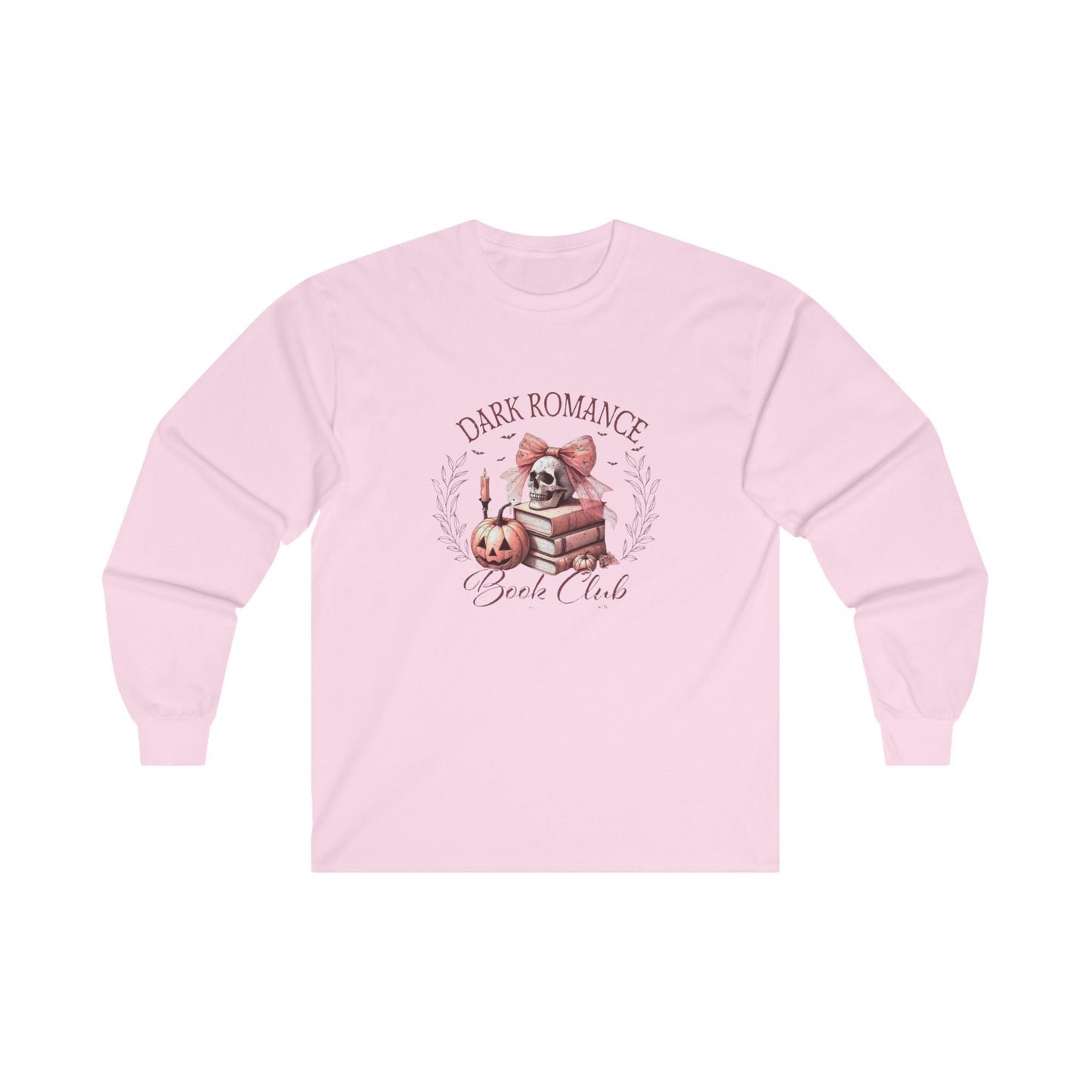 Dark Romance book club, pink girly skeleton, girly reader Unisex Ultra Cotton Long Sleeve Tee