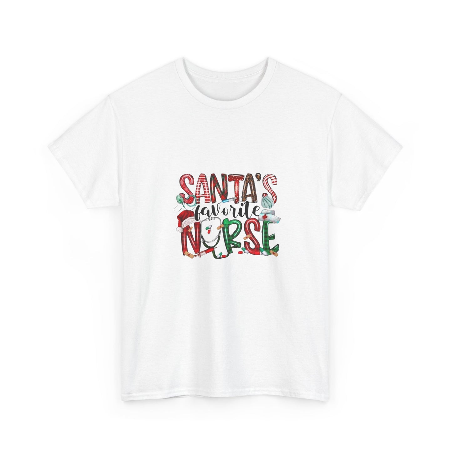 Santas favorite nurse, nurses gift, christmas, holiday gift nurse apparel Unisex Heavy Cotton Tee