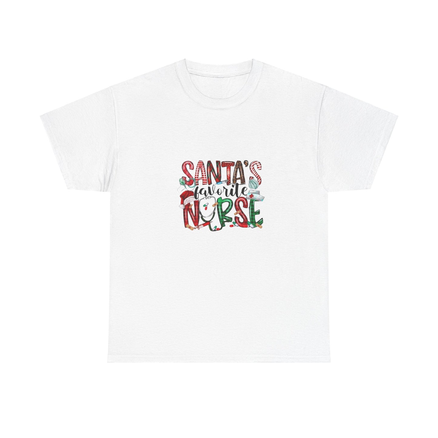 Santas favorite nurse, nurses gift, christmas, holiday gift nurse apparel Unisex Heavy Cotton Tee