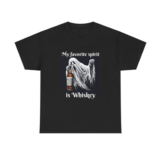 My favorite spirit is Whiskey halloween ghost drinking Unisex Heavy Cotton Tee