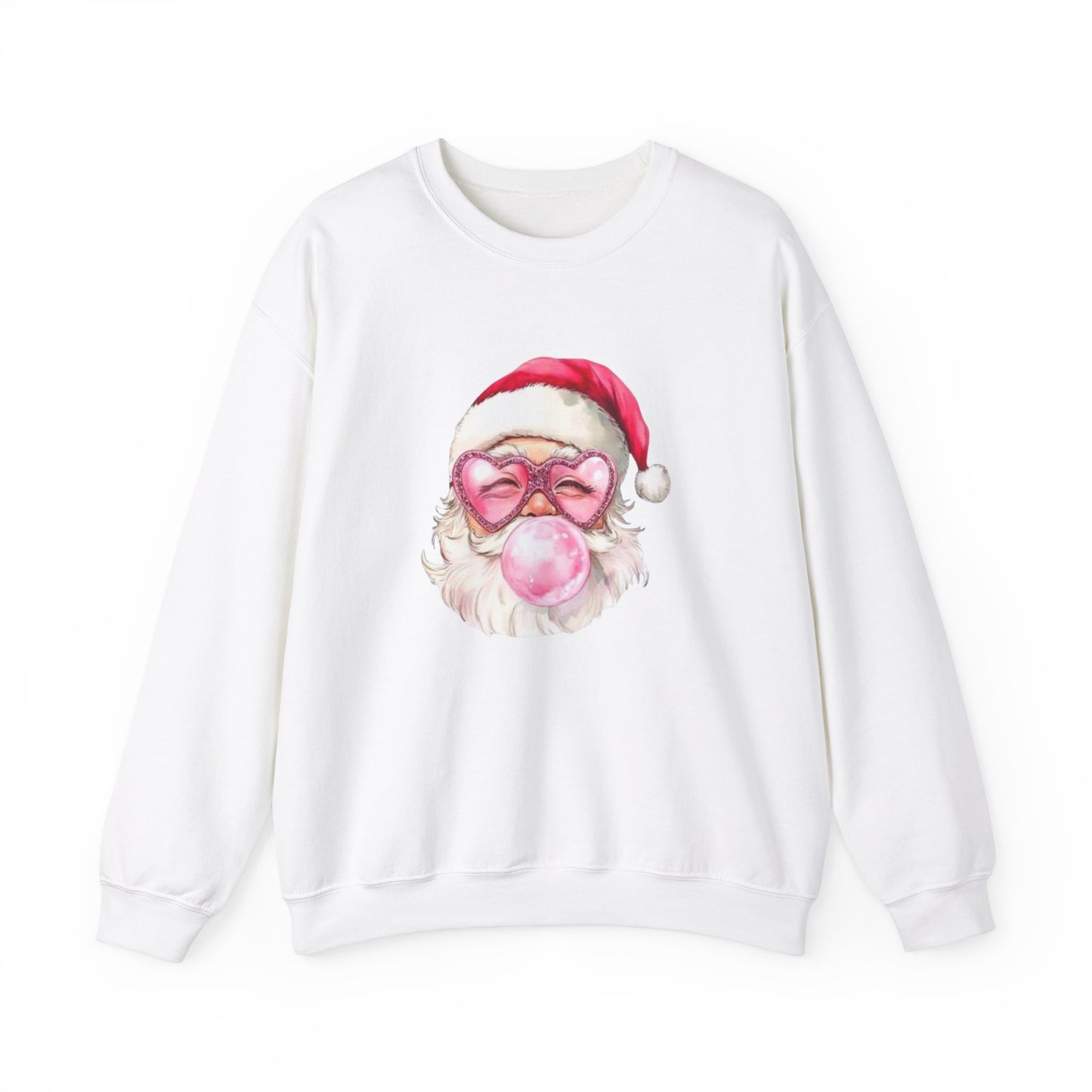 Santa Bubblegum Pink Christmas Sweatshirt, Heart Sparkle Sunglasses Fun Girly Apparel, Holiday Jumper, Xmas Crewneck, Festive Pullover,ugly sweater party, pink sparkle Christmas holiday