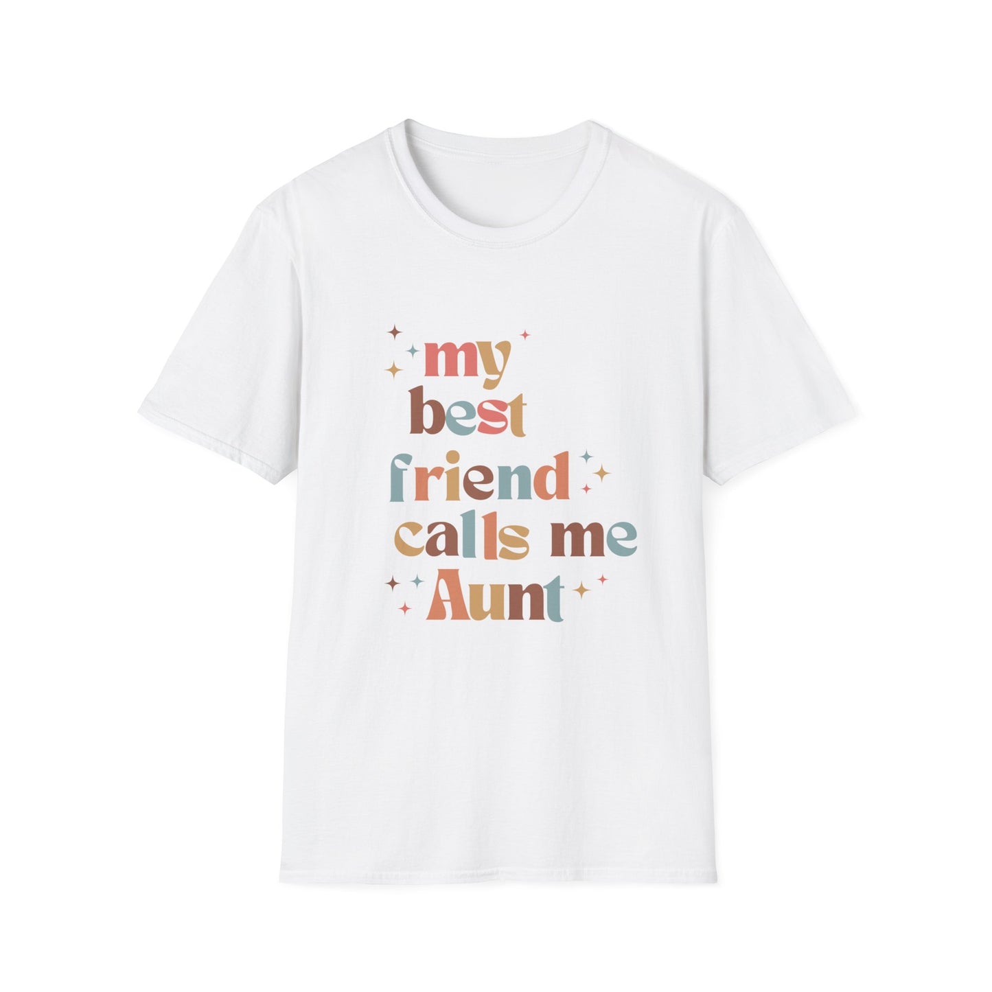 My best friend calls me Aunt retro colorful Unisex Softstyle T-Shirt