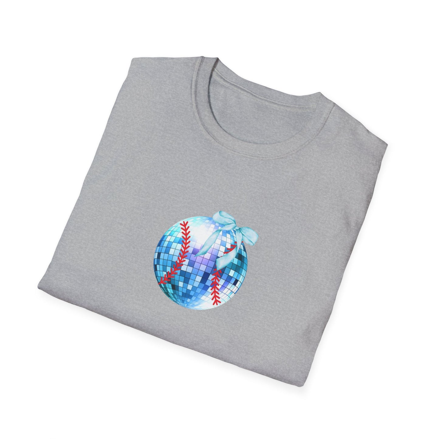 Disco ball Baseball shirt, baseball mama, gift for her, disco girl , fun baseball shirt Unisex Softstyle T-Shirt