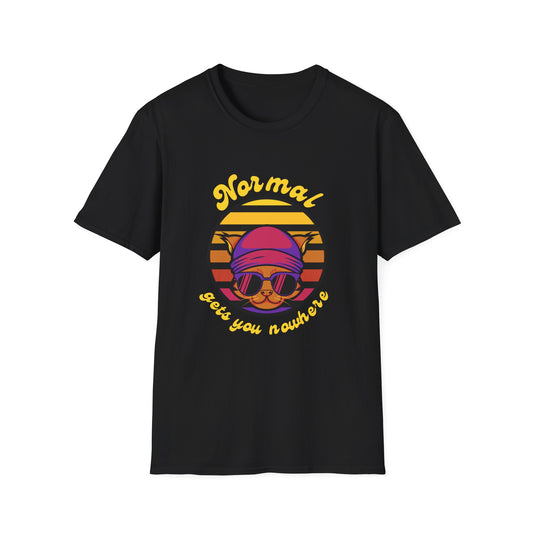 Normal gets you nowhere Cat Retro Unisex Softstyle T-Shirt