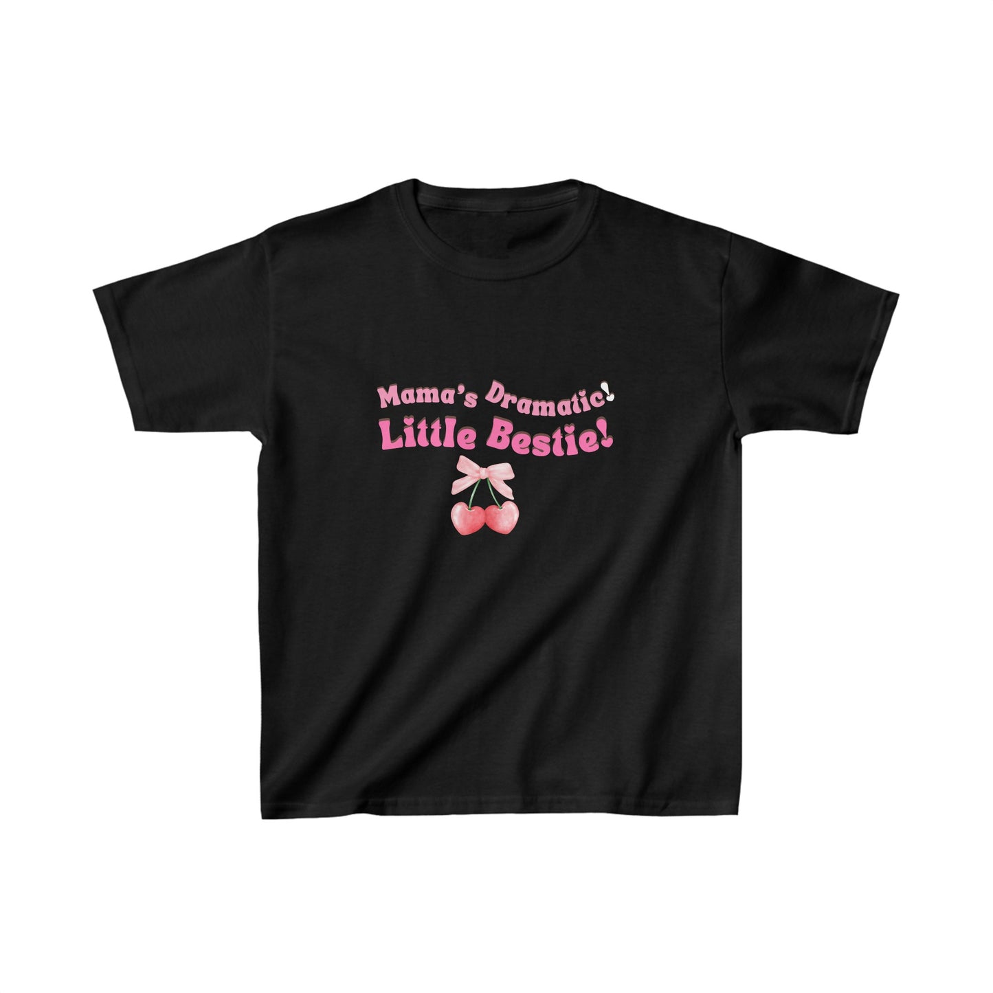 Mama's dramatic little bestie coquette cherry pink bow Kids Heavy Cotton™ Tee