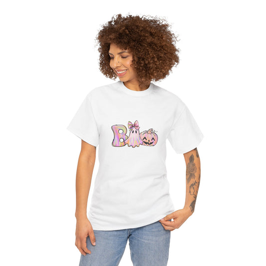 Iridecent ghost pumpkin cute boo Unisex Heavy Cotton Tee