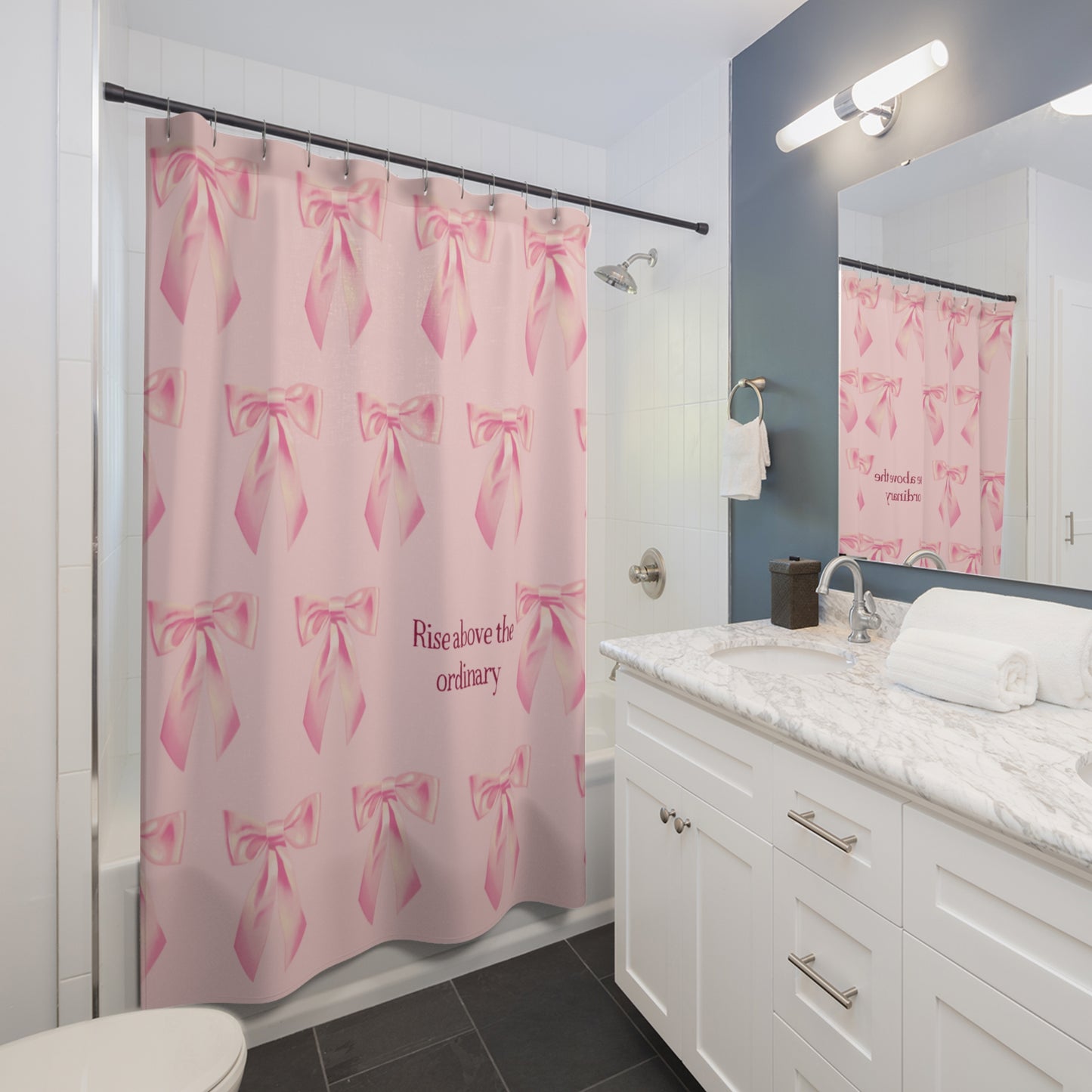 Pink Bow Coquette Shower Curtains Rise Above the ordinary Girly Bathroom decor