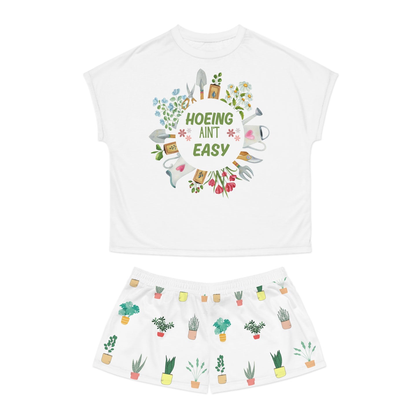 Hoeing ain't easy plant lovers Women's Short Pajama Set