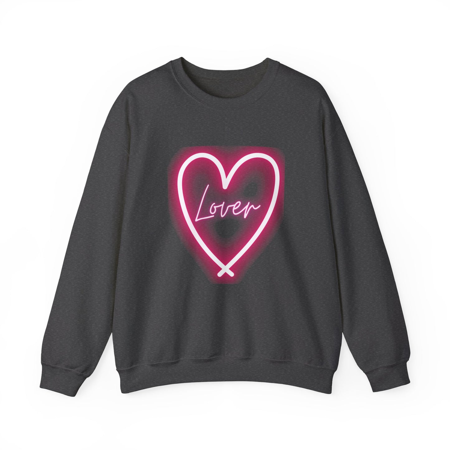 Neon Pink Lover Heart Unisex Heavy Blend™ Crewneck Sweatshirt