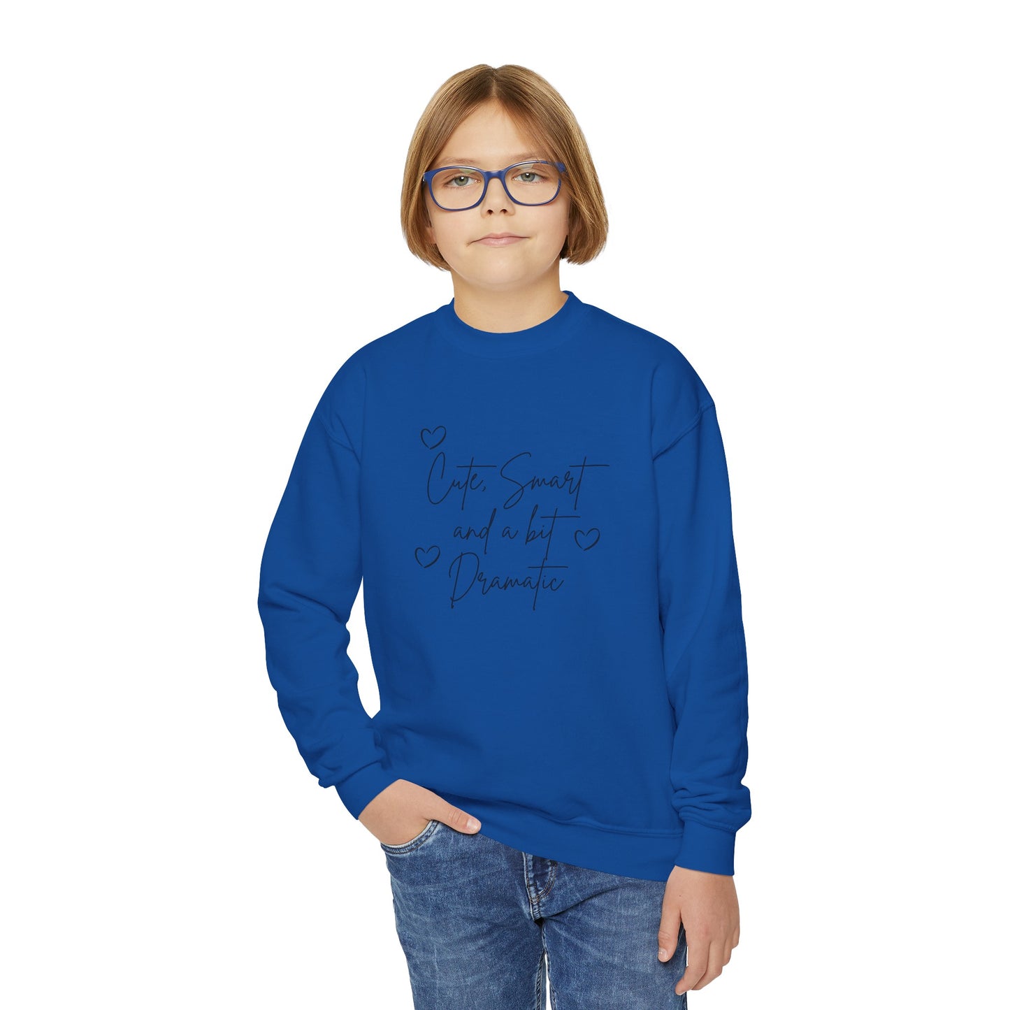 Cute smart and a bit dramatic kids Youth Crewneck Sweatshirt