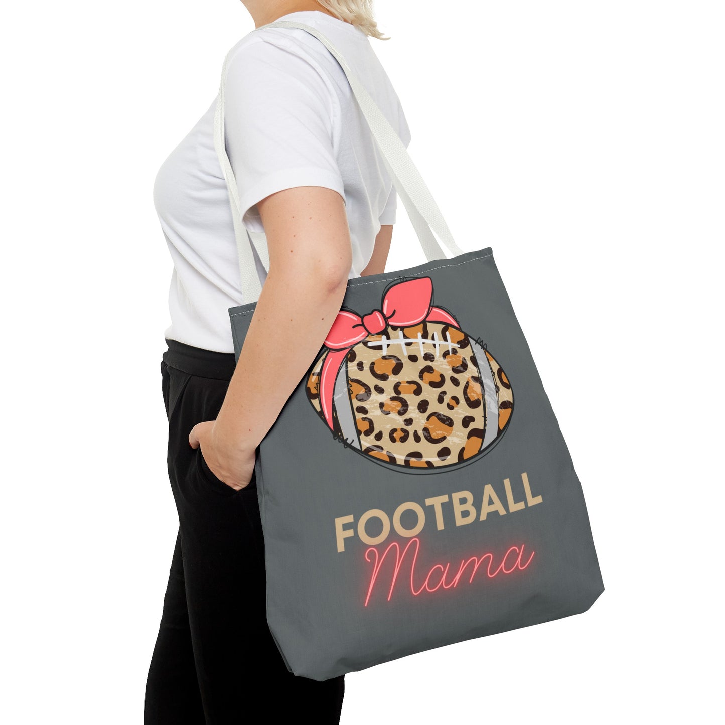 Football Mama Cheetah print Tote Bag (AOP)Pink bow Mother's Day gift