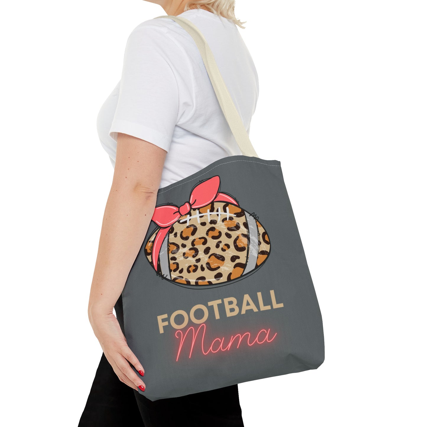 Football Mama Cheetah print Tote Bag (AOP)Pink bow Mother's Day gift